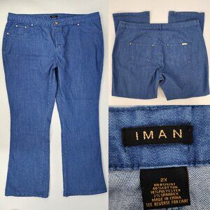 IMAN Global Chic Womens Plus 2X 42x30 Chambray Stretch Boot Cut Pull On Jeans